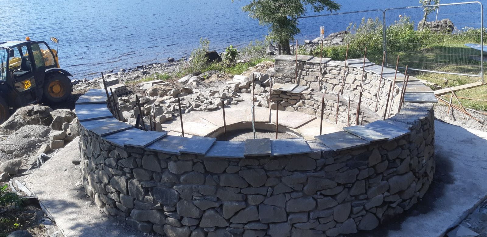 Circular Stone Garden Wall Construction