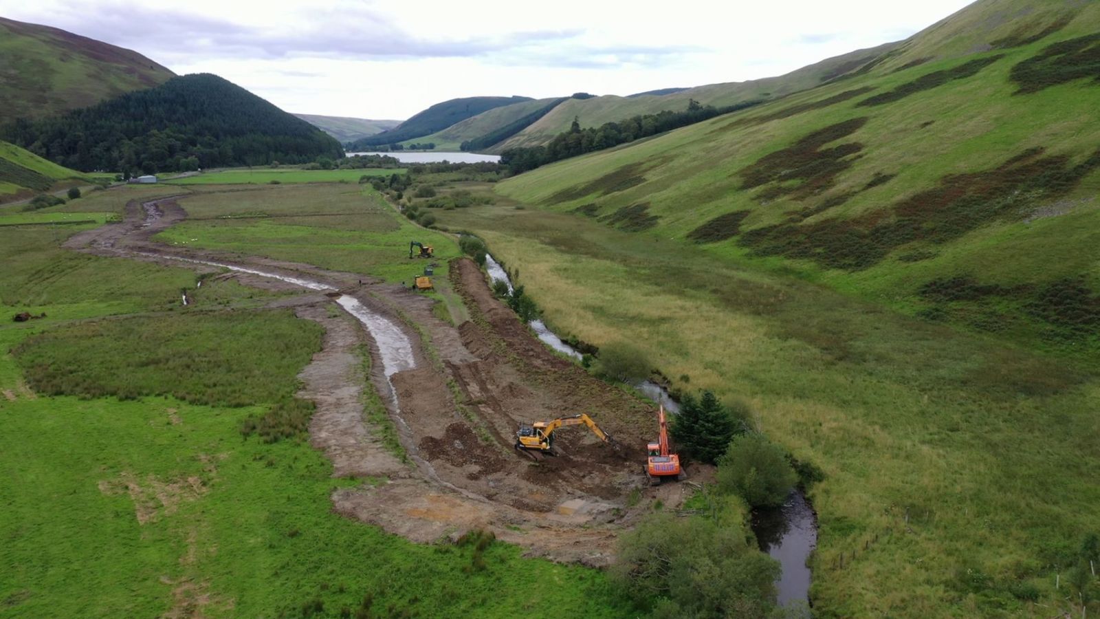 Aerial view of wetlands in Scotland