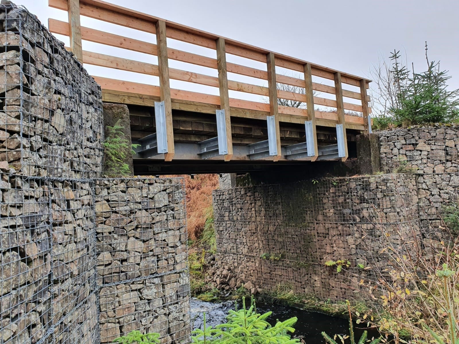 View from below of a wooden Bridge construction by MAM Contracting